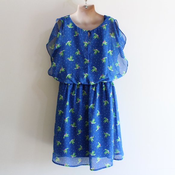 Route 66 Girl Dress Size 10 12 Chiffon Hummingbird - Picture 4 of 6